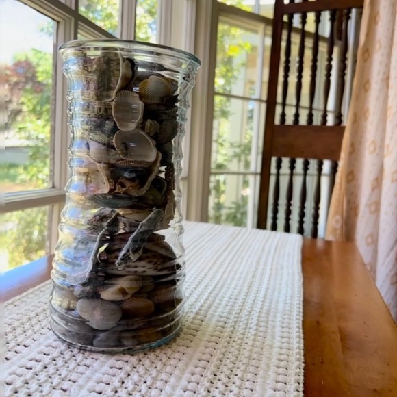 Waves Vase of Seashells Beach Coastal Decor - Picture 2 of 3